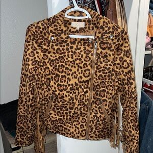 J. Crew Brown Leopard Print Leather Jacket